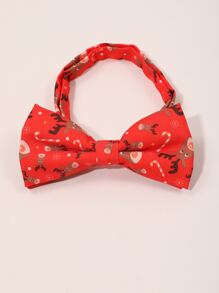 Men Christmas Elk Pattern Bow Tie - Red - View 4