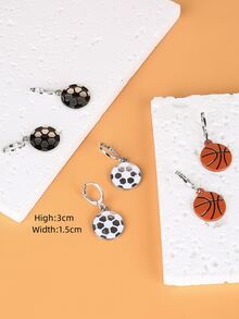 3pairs Basketball & Soccer Drop Earrings - Multicolor - View 3