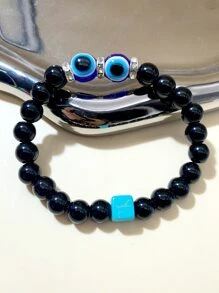 Rhinestone & Evil Eye Decor vòng tay đính cườm - Nhiều màu - Xem 2