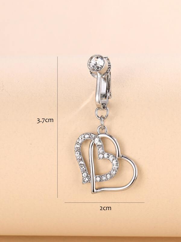 Perfect Piercing Rhinestone Heart Decor Navel Belly Cuff Copper Rainbow Septum Piercing