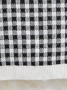 SHEIN Baby Gingham Pattern Bow Front Jumper - Black and White - View 4
