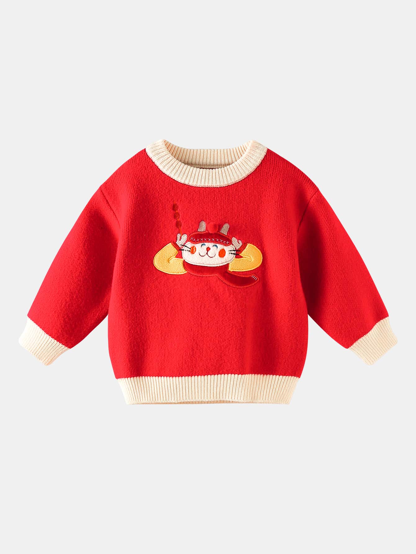 Toddler Boys Cartoon Pattern Jumper - Red - View 1