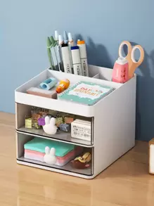 1 Ngăn Tổ Chức Ngăn Kéo, Tủ Lưu Trữ Để Bàn Loại Ngăn Kéo Nhỏ, Hộp Lưu Trữ Nhỏ Nhiều Lớp Bằng Nhựa, Hộp Lưu Trữ Văn Phòng Phẩm Gia Đình, Tổ Chức Lưu Trữ Vật Dụng Văn Phòng - trắng - Xem 1