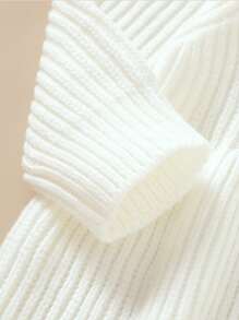 女嬰花卉刺繡毛衣洋裝 - 白色 - 查看 3