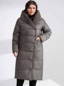 GASMAN Plus Dual Pocket Hooded Padded Coat - Dark Grey - View 1