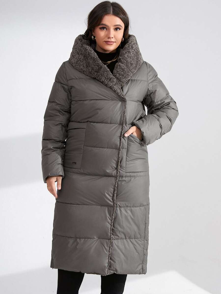 GASMAN Plus Dual Pocket Hooded Padded Coat - Dark Grey - View 1