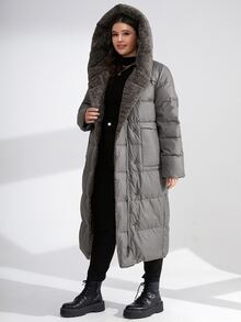 GASMAN Plus Dual Pocket Hooded Padded Coat - Dark Grey - View 4