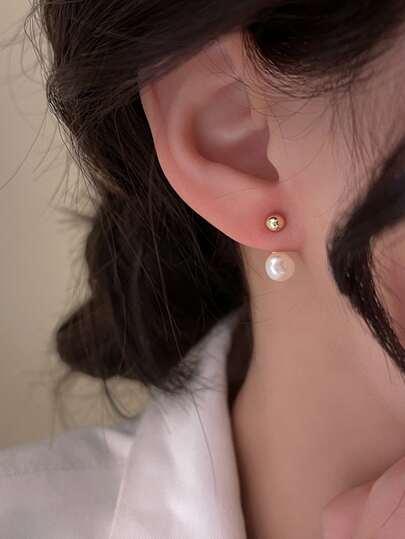 Ball & Faux Pearl Decor Earring Jackets