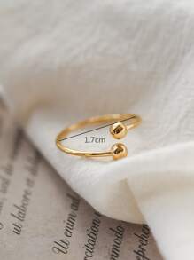 珠子裝飾開口戒指 - 金黃色 - 查看 8