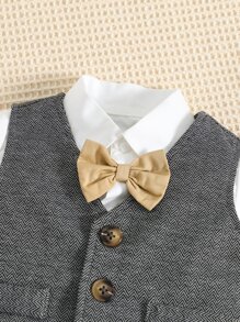 Baby Boy Bow Front 2 In 1 Shirt & Pants
