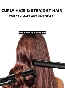 CRASTS 1pc 2 In 1 Curling Iron & Hair Straightener - Black - View 4