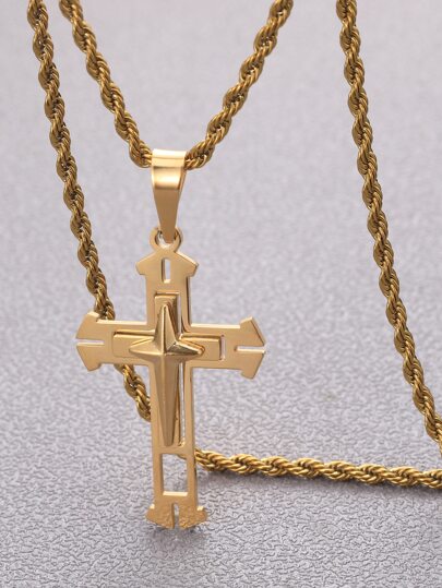 時尚流行男士十字吊飾項鍊不銹鋼珠寶禮物和時尚外觀