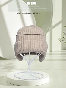 Snowflake Pattern Cuff Beanie - Beige - View 5