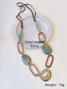 Oval Dekor Kolye - Nhiều màu - Xem 3