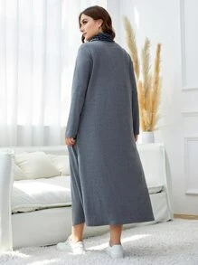 Mulvari Vestido con estampado geométrico cuello vuelto - Neblina azul - Ver 2