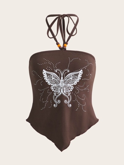 Butterfly Print Halter Top