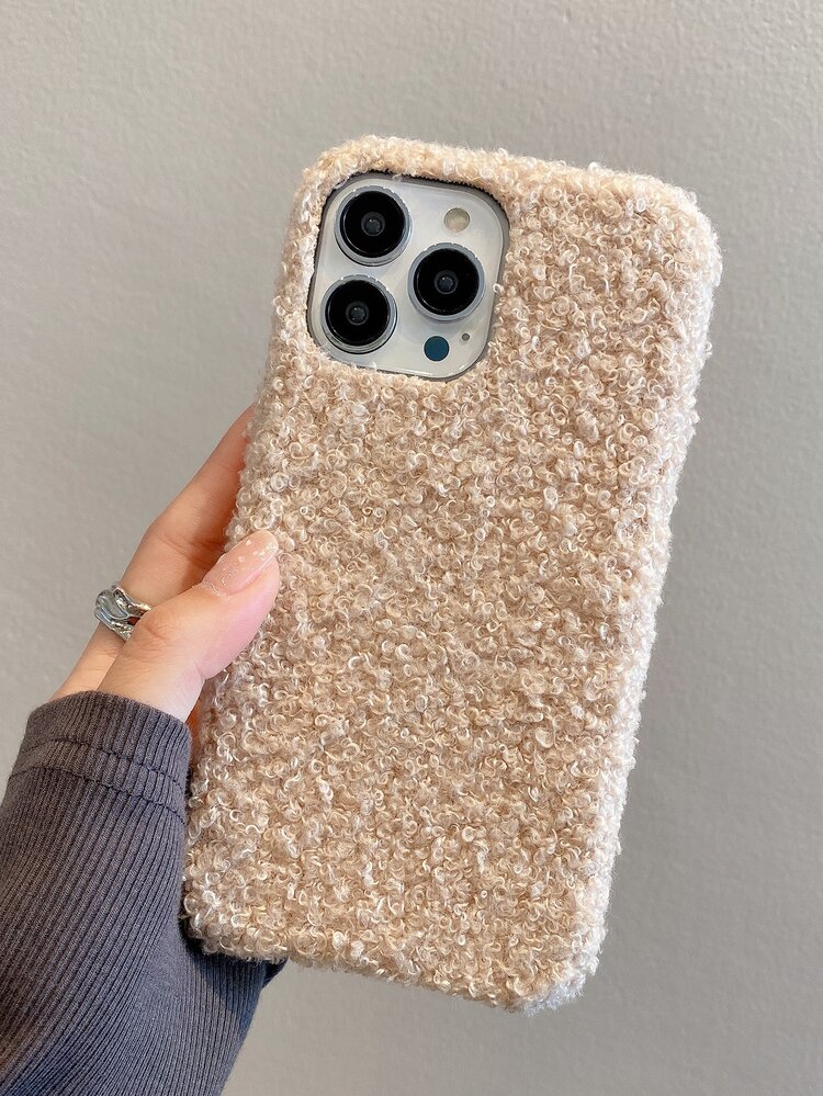 Simple Solid Color Plush Phone Case