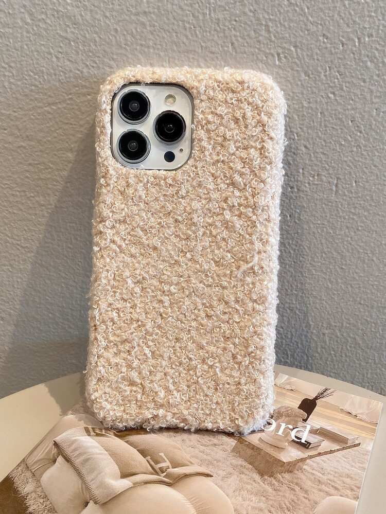Simple Solid Color Plush Phone Case