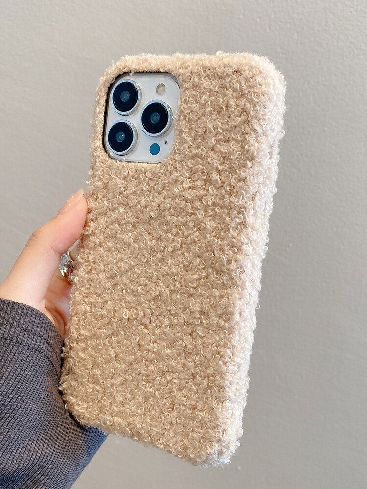 Simple Solid Color Plush Phone Case