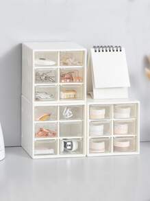1pc Multi-grid Stationery Storage Box - White - View 1