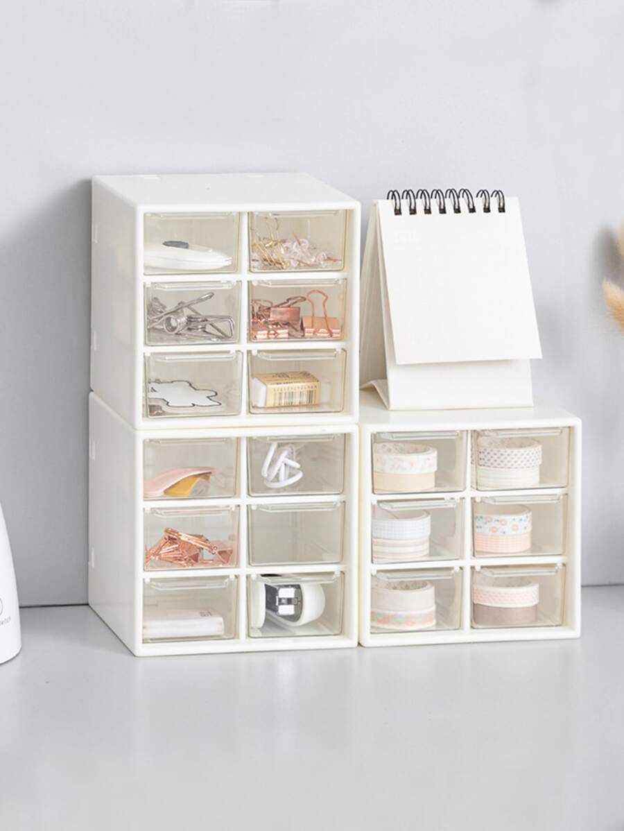 1pc Multi-grid Stationery Storage Box - White - View 1