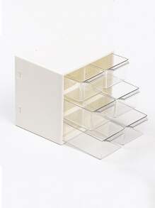 1pc Multi-grid Stationery Storage Box - White - View 3