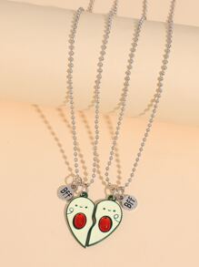 2入組卡通酪梨和字母吊墜項鍊 - 彩色 - 查看 1