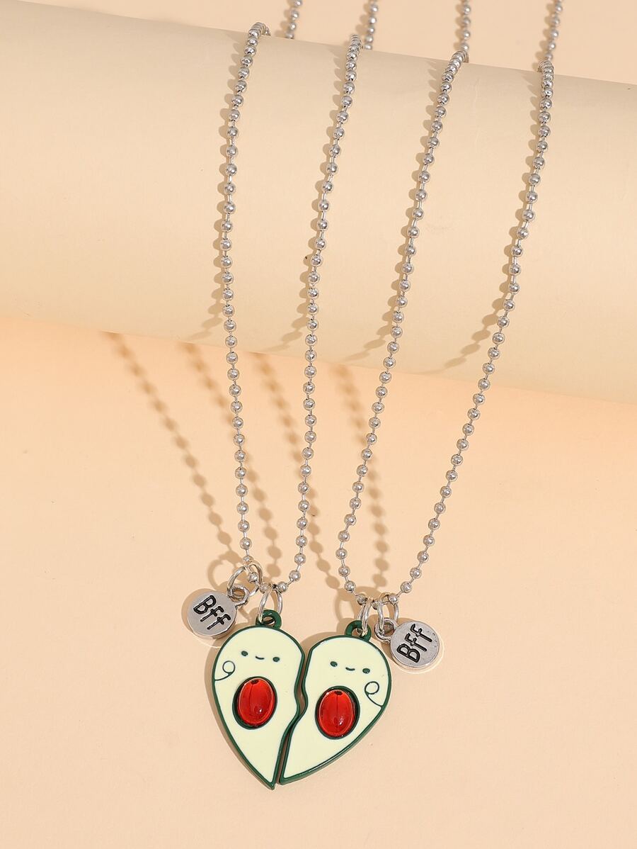 2入組卡通酪梨和字母吊墜項鍊 - 彩色 - 查看 1