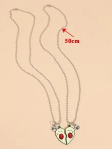 2入組卡通酪梨和字母吊墜項鍊 - 彩色 - 查看 3