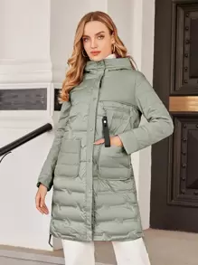 ZIAI Abrigo acolchado con capucha y botones frontales - verde menta - Ver 1