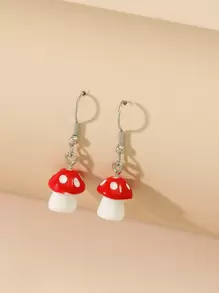 Mushroom Drop Earrings - Multicolor - View 1