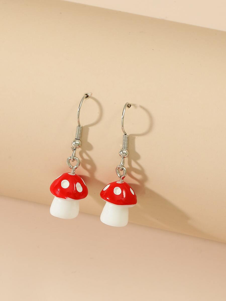 Mushroom Drop Earrings - Multicolor - View 1