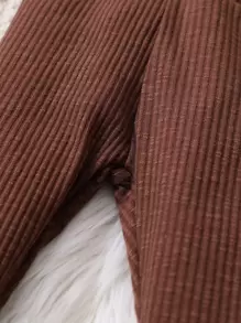 Bebé 3 piezas Pantalones tejido de canalé ribete en forma de lechuga - Multicolor - Ver 4