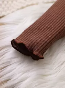 Bebé 3 piezas Pantalones tejido de canalé ribete en forma de lechuga - Multicolor - Ver 5