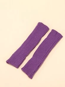 1pair Women's Knitted Stripe Fingerless Short Gloves, Casual Style Suitable For Daily And Party Wear