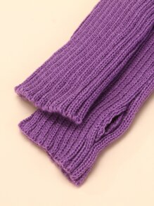 1pair Women's Knitted Stripe Fingerless Short Gloves, Casual Style Suitable For Daily And Party Wear