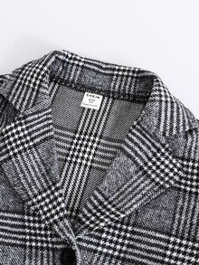 SHEIN 小男童格紋西裝領西裝外套和褲子無襯衫