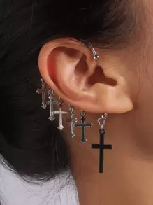 1pc Cross Decor Ear Wrap - Bạc - Xem 1