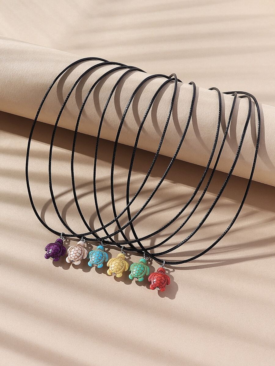 6入組龜吊墜項鍊 - 彩色 - 查看 1