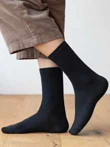 1/4 Pair Men High-Elasticity Sports & Casual Mid-Calf Socks
