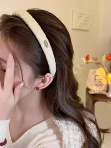 橢圓裝飾髮箍 - 米色 - 查看 1