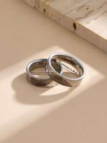 ROMWE Kawaii 2 件情侣心形图案戒指情人节、妈妈、母亲、母亲节、礼物 - 銀色 - 查看 2