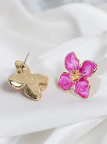 1 Cặp bông tai đính hoa rỗng nhiều màu sắc thời trang cao cấp thanh lịch tối giản đa năng màu trắng, hồng, đỏ, đỏ tía, tím, xanh lá cây dành cho nữ, thích hợp để đeo hàng ngày, tối giản, ngọt ngào, làm quà tặng cho kỳ nghỉ - Màu Hồng Tươi - Xem 5