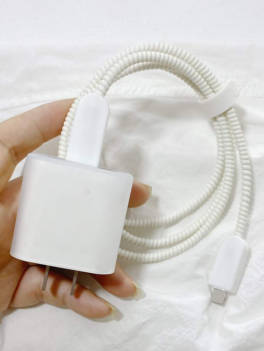 5入組素色數據線保護頭 - 白色 - 查看 1