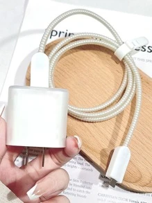 5入組素色數據線保護頭 - 白色 - 查看 5