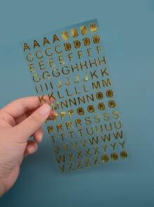 1入組字母圖案貼紙 - 金色 - 查看 1
