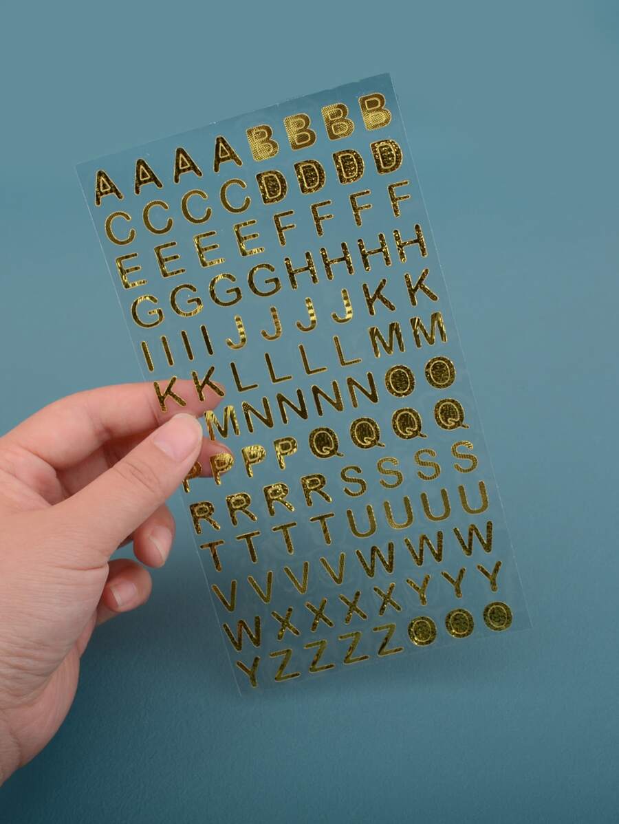 1入組字母圖案貼紙 - 金色 - 查看 1
