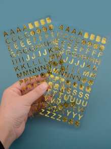 1入組字母圖案貼紙 - 金色 - 查看 2