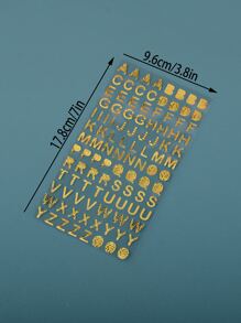 1入組字母圖案貼紙 - 金色 - 查看 3