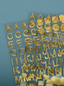 1入組字母圖案貼紙 - 金色 - 查看 5